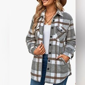 Flannel Plaid Button Up Jacket Size M